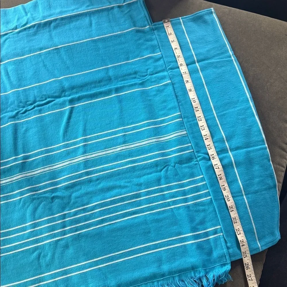 Adult Unisex Blue Striped Poncho Towel & Headband 100% Cotton Turkish Robe NEW